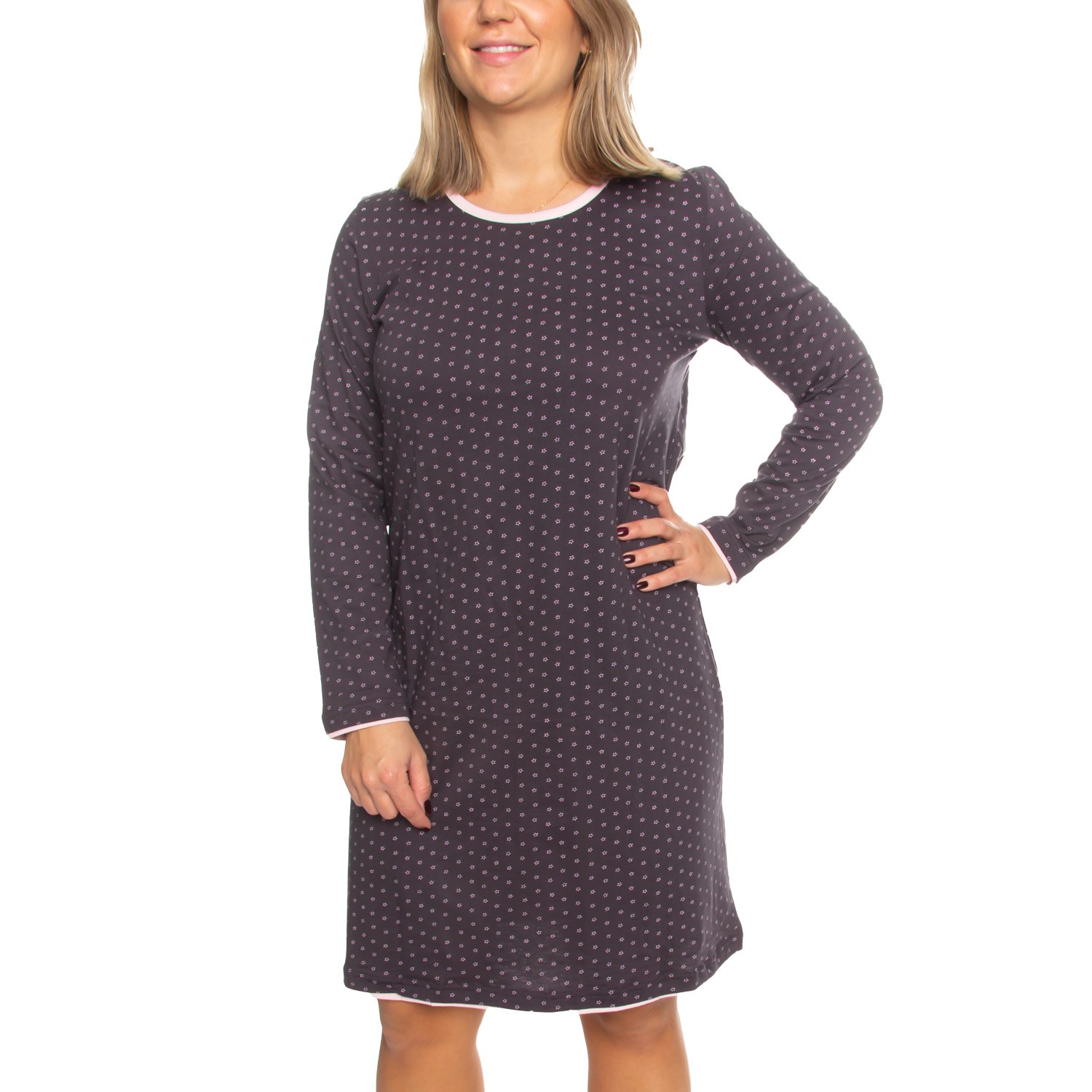 Damella Pink Stars Nightdress LS 