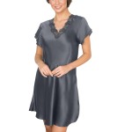 Lady Avenue Pure Silk Nightgown With Lace