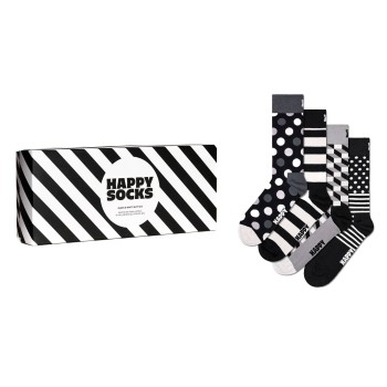 4-Pack Happy Socks Black and White Gift Box