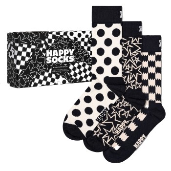 3-Pack Happy Socks Black and White Socks Gift Box